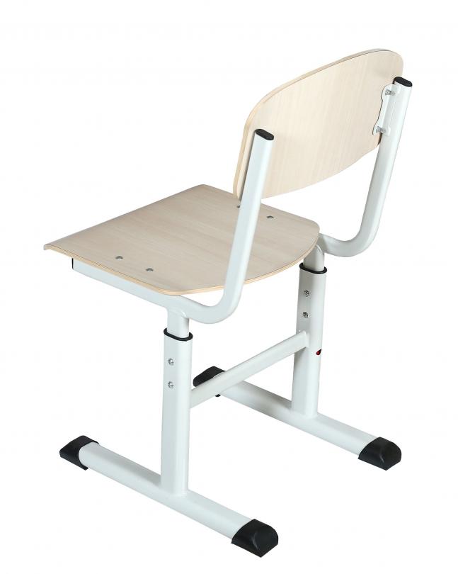 Стілець учнівський Т-подібний, на плоскоовальній металевій трубі, з покриттям фанери пластиком HPL, рост. групи №4-7, АЛМАНТ, 391х485х740-860 мм, (h=380-500 мм)